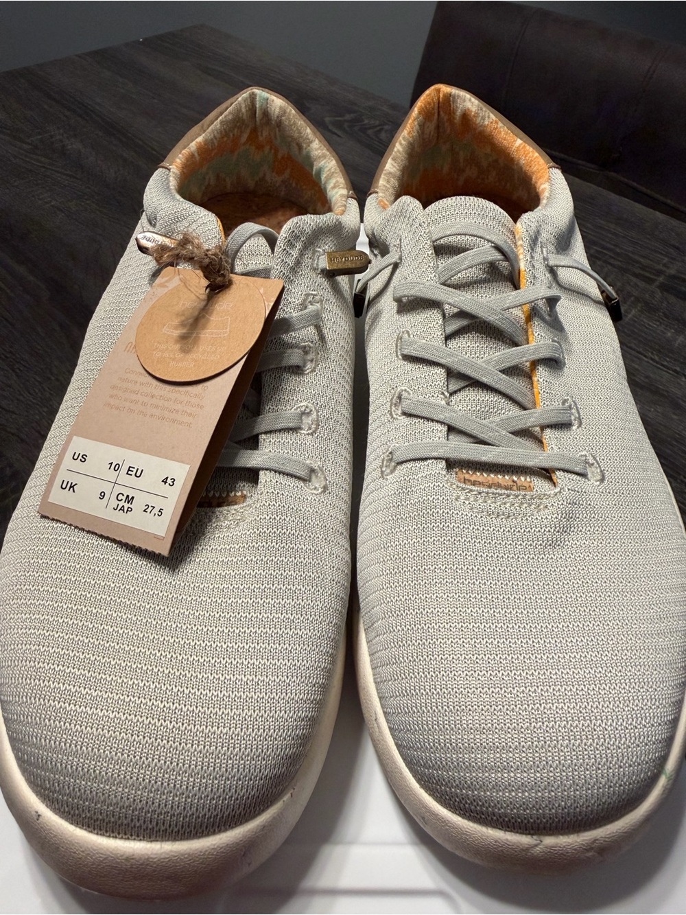 Hey Dude Men's Knit Lace-Up Sneakers - Light Gray with Tan Accents